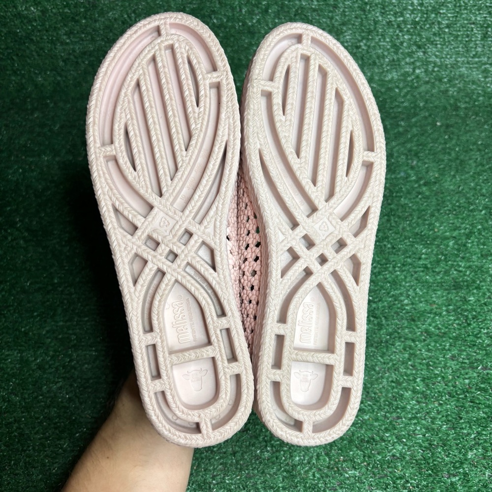 Melissa Blush Pink Crochet Peep-Toe Platform Sandals - Picture 8 of 13